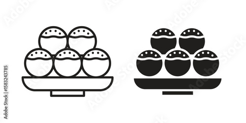 Takoyaki icon in flat and liner trendy style for app ui designs