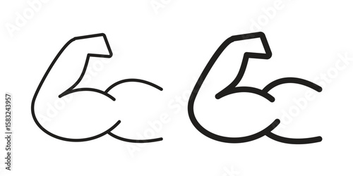Strong arm icon in flat and liner trendy style for app ui designs