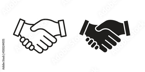 Shake hands icon in flat and liner trendy style for app ui designs