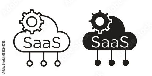 SaaS icon in flat and liner trendy style for app ui designs