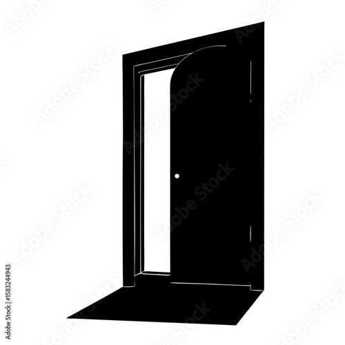 Open door entrance doorway access point silhouette vector illustration