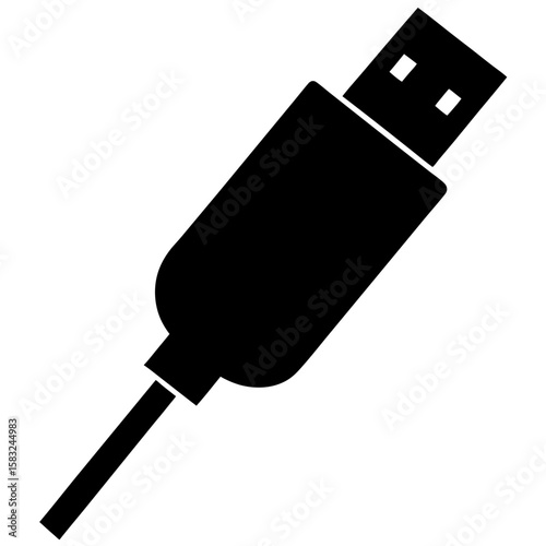Depiction of a simple usb connector silhouette vector illustration