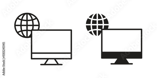 Remote Access icon in flat and liner trendy style for app ui designs