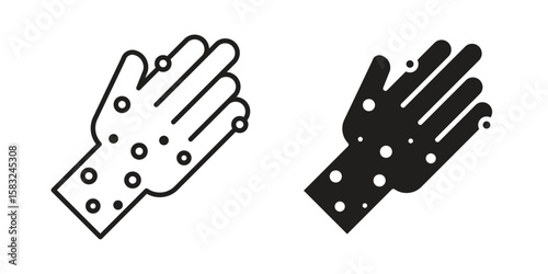 Rash hand icon in flat and liner trendy style for app ui designs