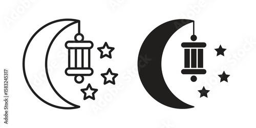 Ramadan Month icon in flat and liner trendy style for app ui designs