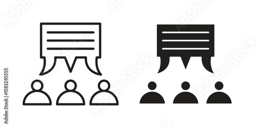 Public opinion icon in flat and liner trendy style for app ui designs