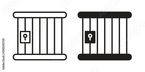 Prison icon in flat and liner trendy style for app ui designs