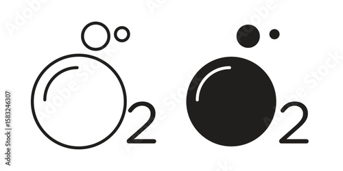 Oxygen O2 icon in flat and liner trendy style for app ui designs