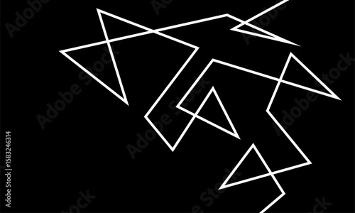 Black and white abstract line art background, with geometric shapes creating a modern and minimalist illustration.