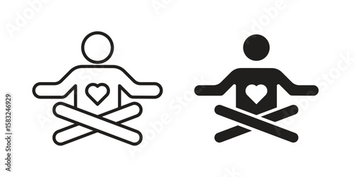 Meditating icon in flat and liner trendy style for app ui designs