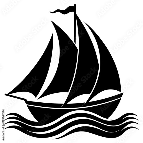 sailing ship isolated on white