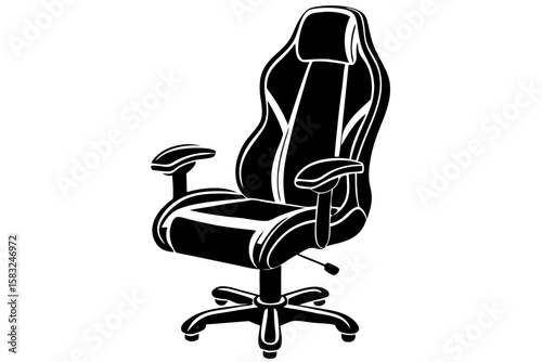 Modern gaming chair silhouette isolated on a transparent background