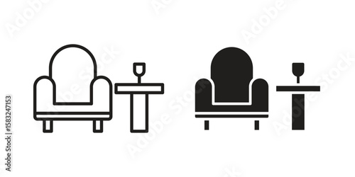Lounge icon in flat and liner trendy style for app ui designs