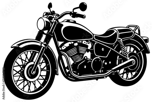Abstract sketch of a motorcycle engine silhouette isolated on transparent background