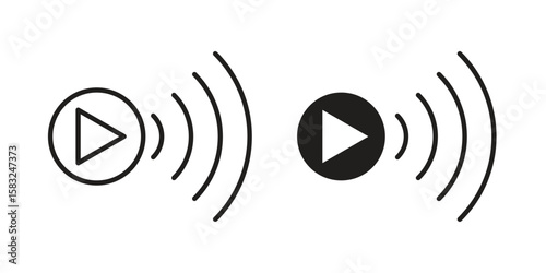 Livestream icon in flat and liner trendy style for app ui designs