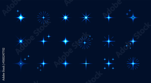 Collection of different  sparkles icons.Stock illustration.