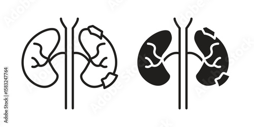 Kidney disease icon in flat and liner trendy style for app ui designs