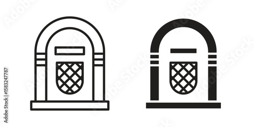 Jukebox icon in flat and liner trendy style for app ui designs