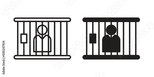 Jail icon in flat and liner trendy style for app ui designs