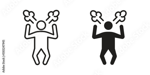Irritated human icon in flat and liner trendy style for app ui designs