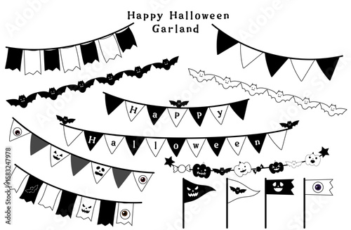 ハロウィンガーランドセット　モノクロ