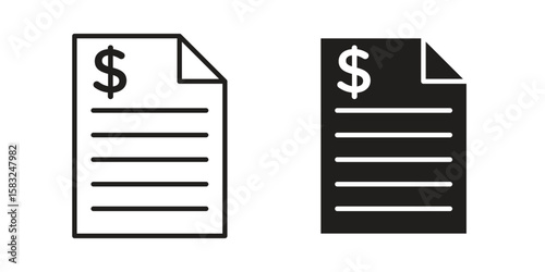 Invoice icon in flat and liner trendy style for app ui designs
