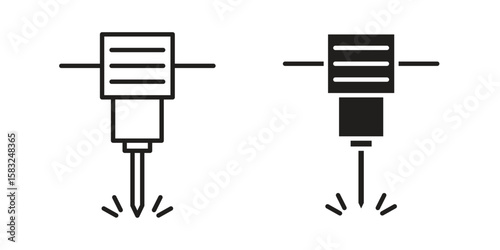 Hydraulic breaker icon in flat and liner trendy style for app ui designs