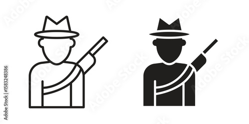 Hunter icon in flat and liner trendy style for app ui designs