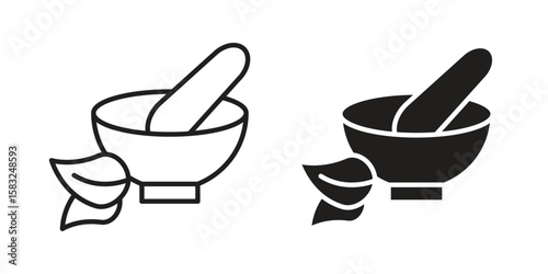 Herbal medicine icon in flat and liner trendy style for app ui designs