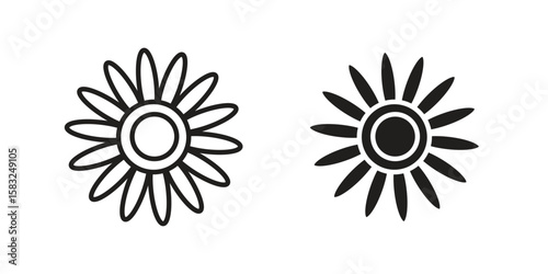 Gerbera icon in flat and liner trendy style for app ui designs