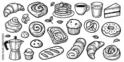 Bakery icon. Bakery illustrations set