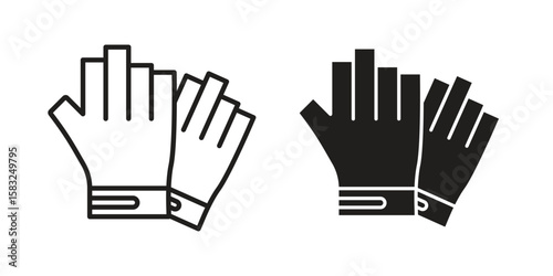 Fitness Gloves icon in flat and liner trendy style for app ui designs