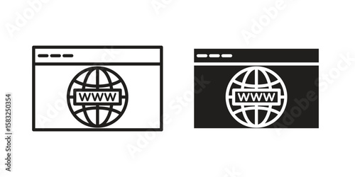Domain icon in flat and liner trendy style for app ui designs