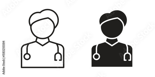 Doctor icon in flat and liner trendy style for app ui designs