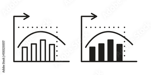 Diminishing returns icon in flat and liner trendy style for app ui designs