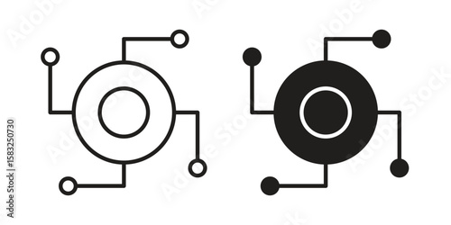 Decentralized icon in flat and liner trendy style for app ui designs