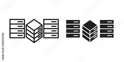 Data center icon in flat and liner trendy style for app ui designs
