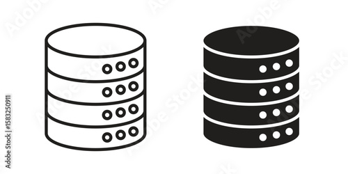 Cylinder database icon in flat and liner trendy style for app ui designs