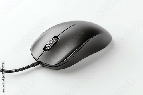 mouse on minimal mouse pad, bright white background, visually balanced mockup, productinuse concept