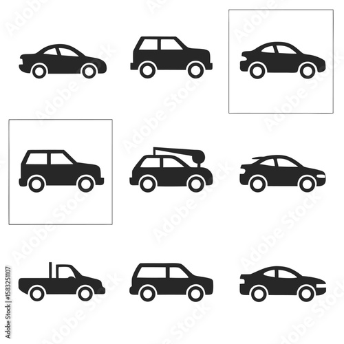 Car silhouettes selection for automotive and transportation concepts