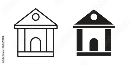 Courthouse icon in flat and liner trendy style for app ui designs