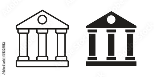 Courthouse icon in flat and liner trendy style for app ui designs