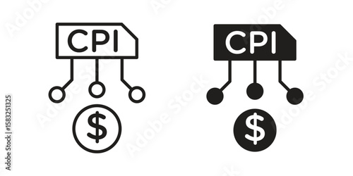 Consumer prices index icon in flat and liner trendy style for app ui designs