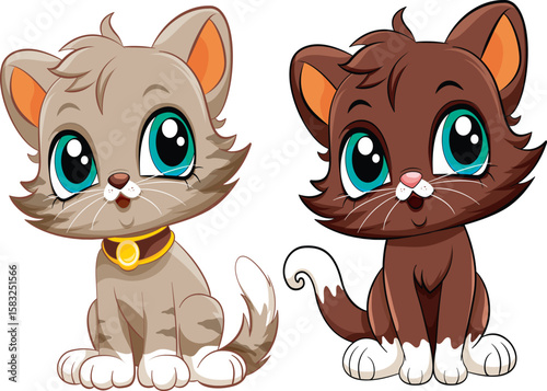 Cartoon Cat Clipart Set for Kids and Design