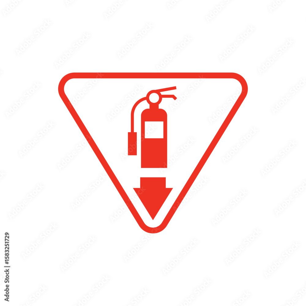 Obraz premium Fire Emergency Vector Icon - Flat Style Fire Extinguisher Label