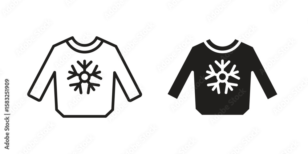 Naklejka premium Christmas sweater icon in flat and liner trendy style for app ui designs