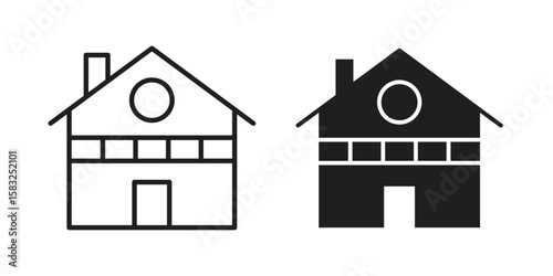 Chalet icon in flat and liner trendy style for app ui designs