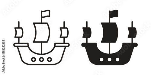 Caravel icon in flat and liner trendy style for app ui designs