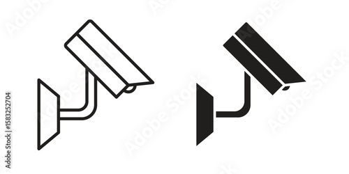 CCTV icon in flat and liner trendy style for app ui designs