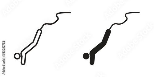 Bungee jumping icon in flat and liner trendy style for app ui designs